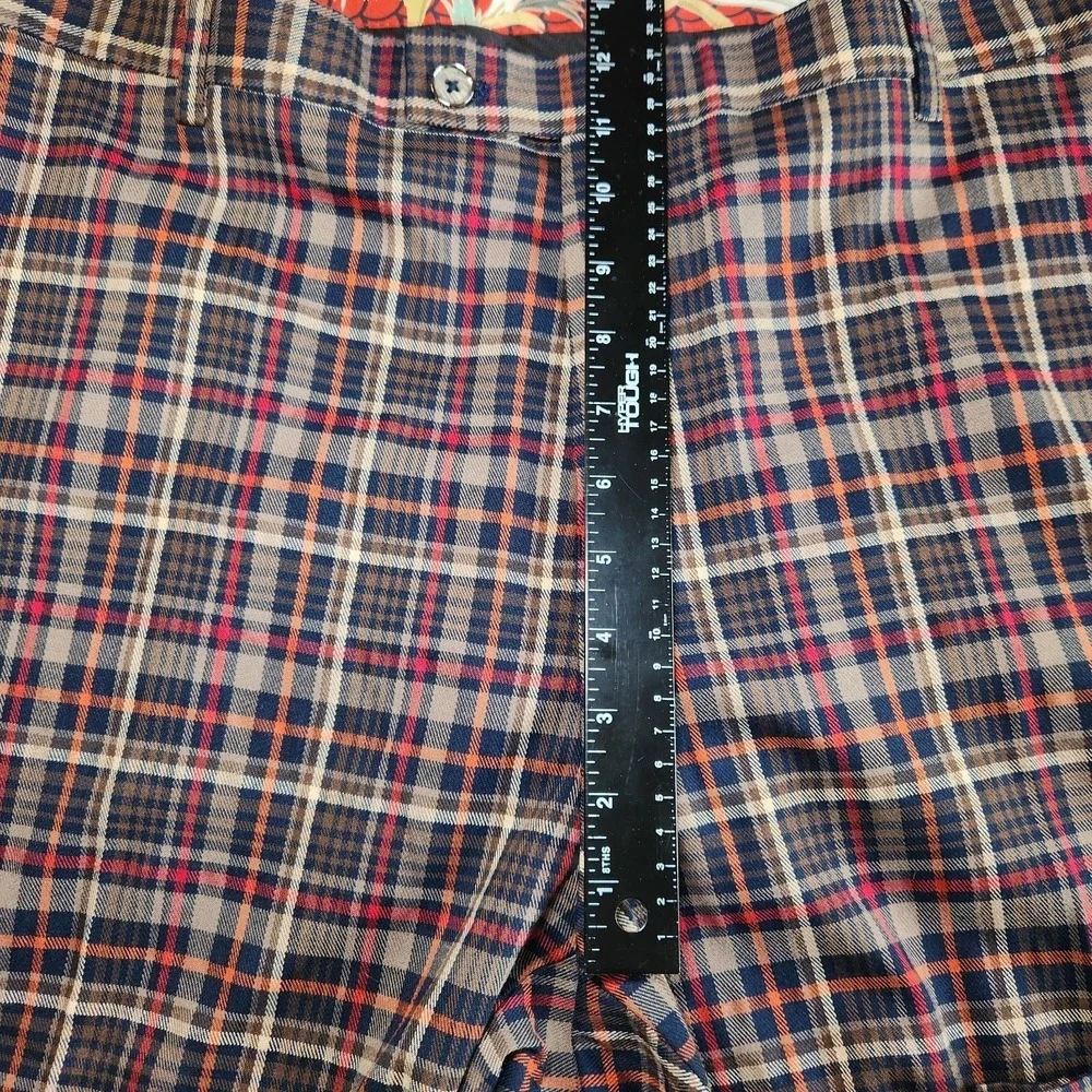 PAISLEY & GRAY Slim Fit Pants Mens 40 x 32 Brown Red Plaid Trousers NEW